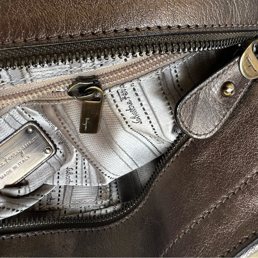 Large Platinum Ferragamo Tote